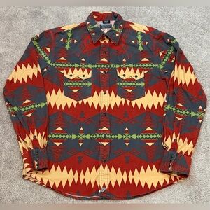 VTG Ralph Lauren Polo Jeans Co Men’s Medium Aztec Pearl Snap Sawtooth Shirt